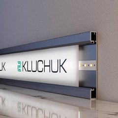 Плінтус алюмінієвий прихованого монтажу Kluchuk ALU-LED10012NA Анод + вставка світлопроникна, срібло