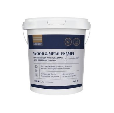 Емаль Kolorit Wood and Metal Enamel напівматова 0,9л (база A)